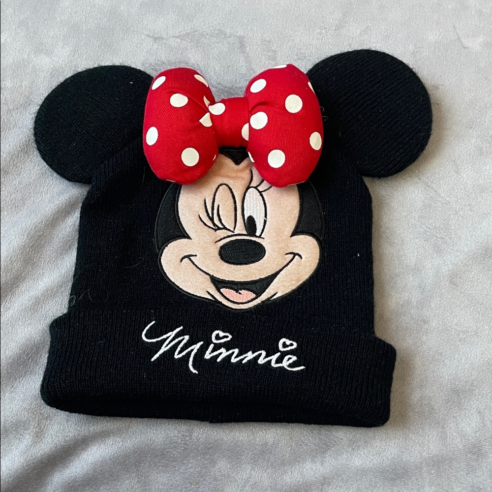 H&M Black Mouse Beanie with Red Polka Dot Bow
